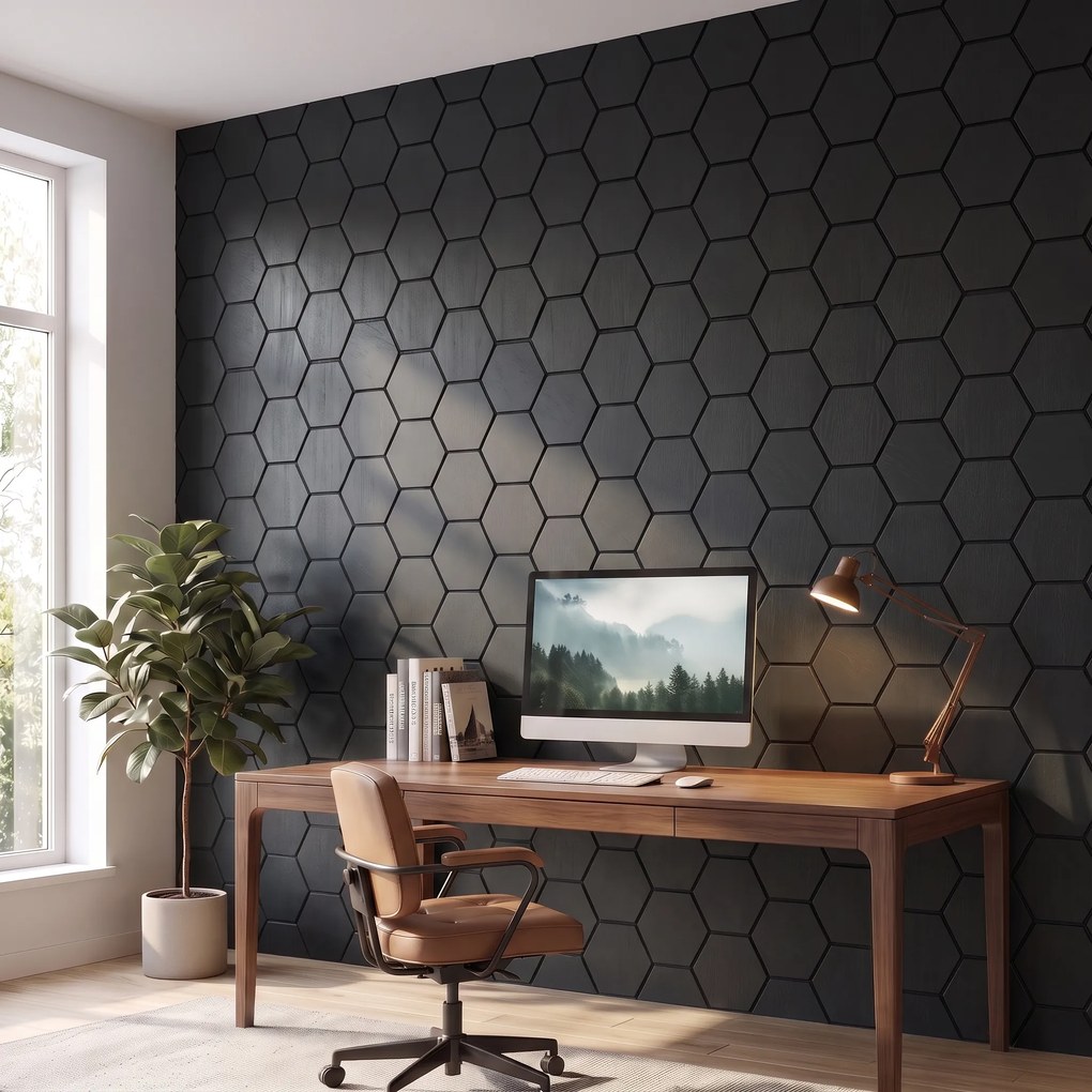 Hexagon Panel Zwart 81CM | Akoestisch | Wanddecor | Zeshoekig
