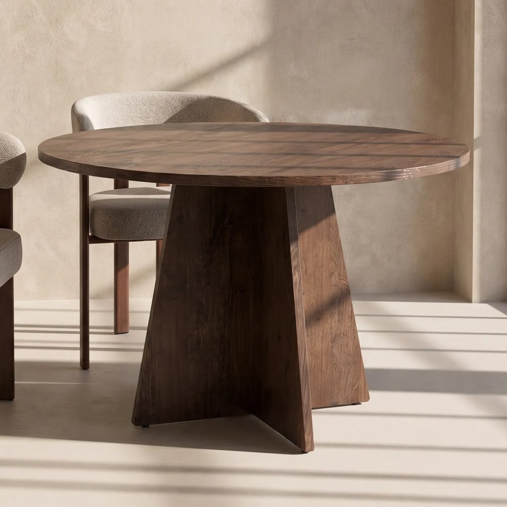 Ronde Eettafel Met Kruisvoet Bruin - 110 X 110cm.