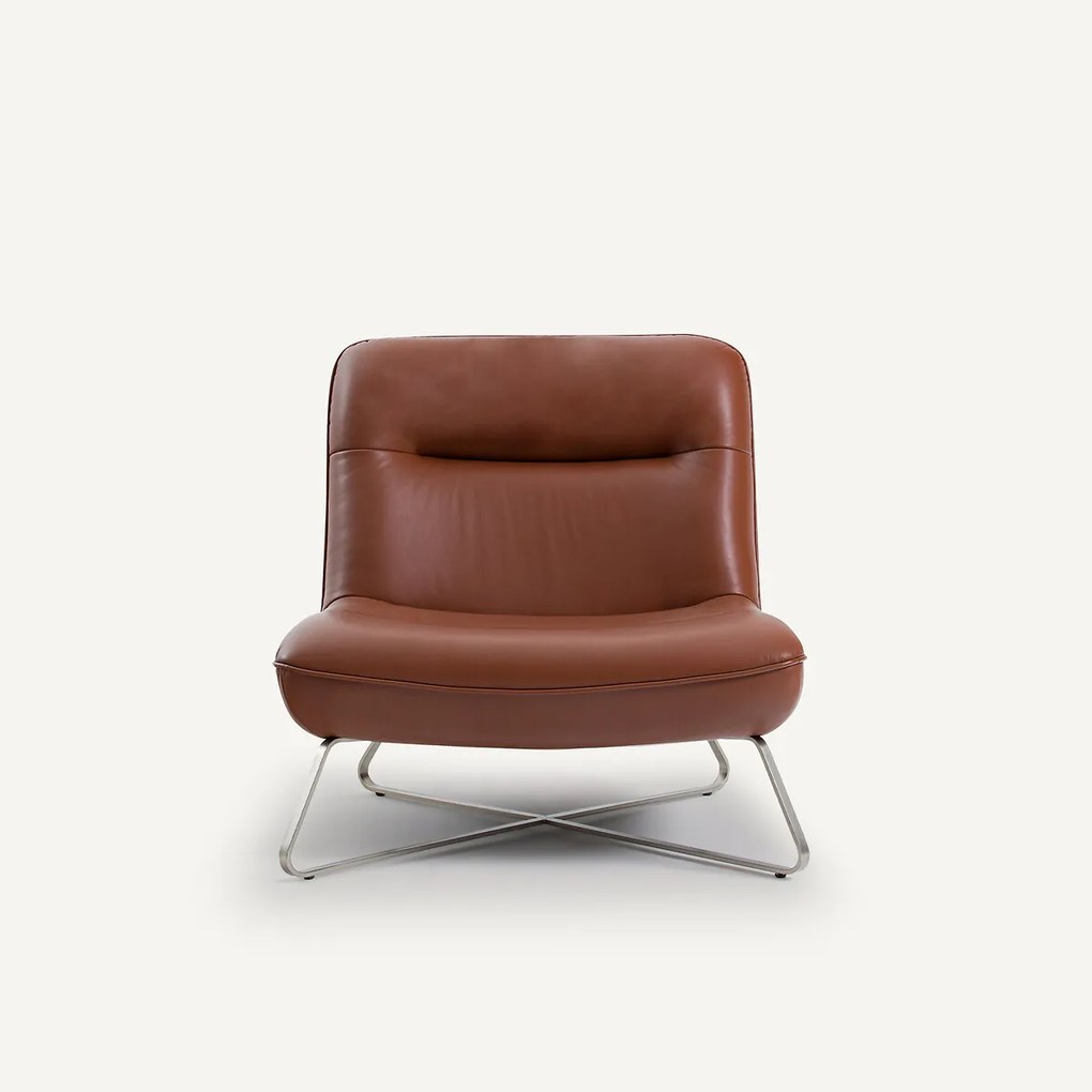 Fauteuil in leer en nikkel, Helma