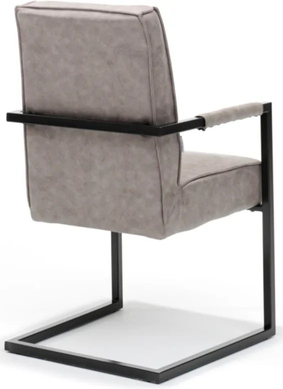 Eetkamerstoel - Andries - Lederlook Soft Pebble - Met armleuning
