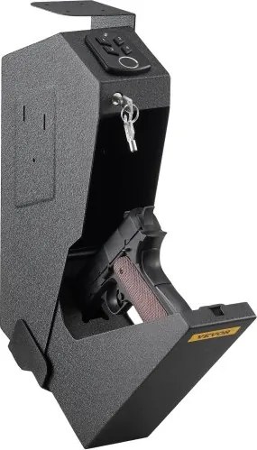 VEVOR Brandwerende Kluis met Sleutel 7,3 x 19 x 35,5 cm, Kluis met Cijferslot 3,3 kg, Wapenkluis Brandwerend Waterdicht met Vingerafdrukscanner, Meubelkluis Elektronisch Slot met Stalen Constructie