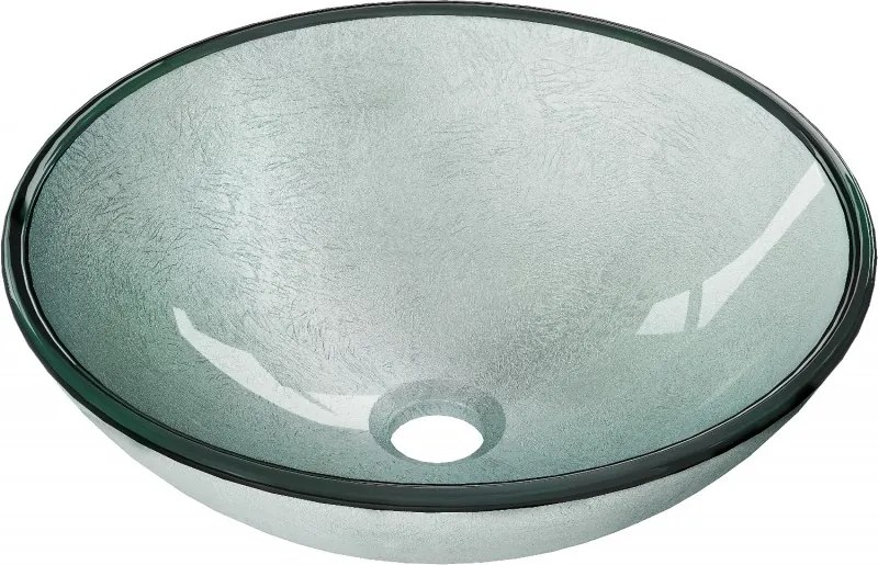 Mexen Mira glazen opbouw wastafel 42 x 42 cm, zilver - 24124211