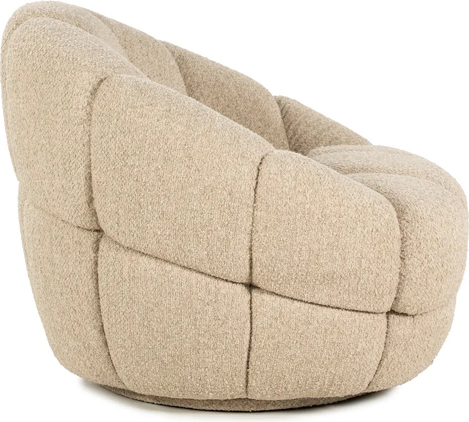 Ronde Fauteuil Draaibaar Boucle Beige