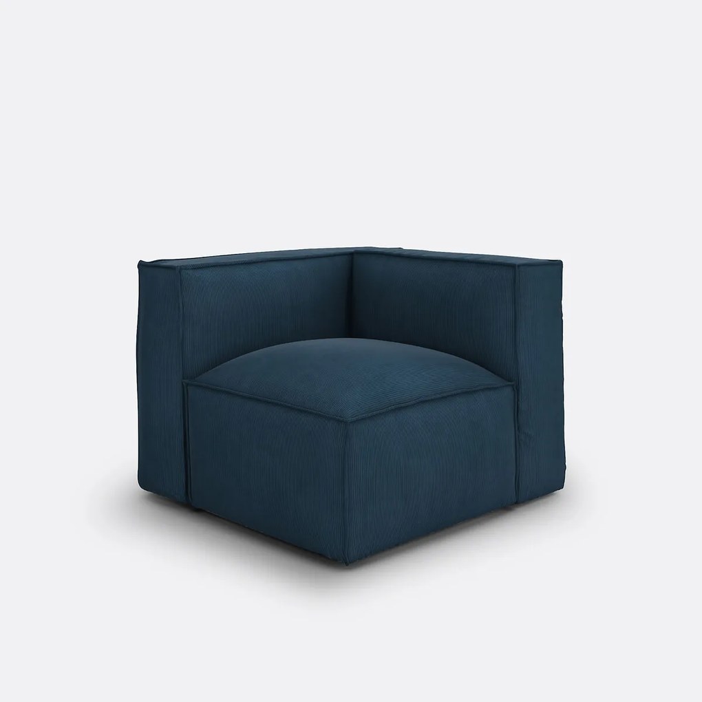 Hoekelement voor modulaire bank, in ribfluweel, Seven