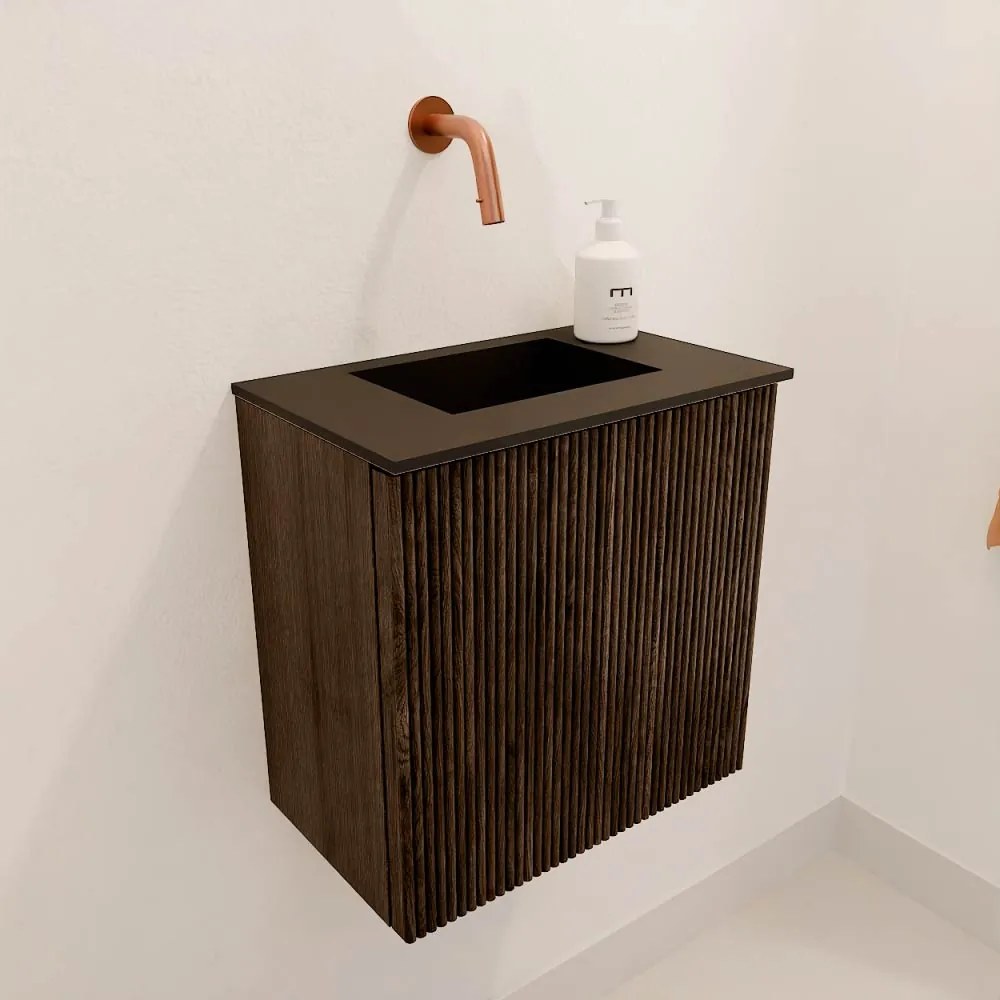 Mondiaz Joya 40cm toiletmeubel walnut met wastafel faye midden zonder kraangat urban