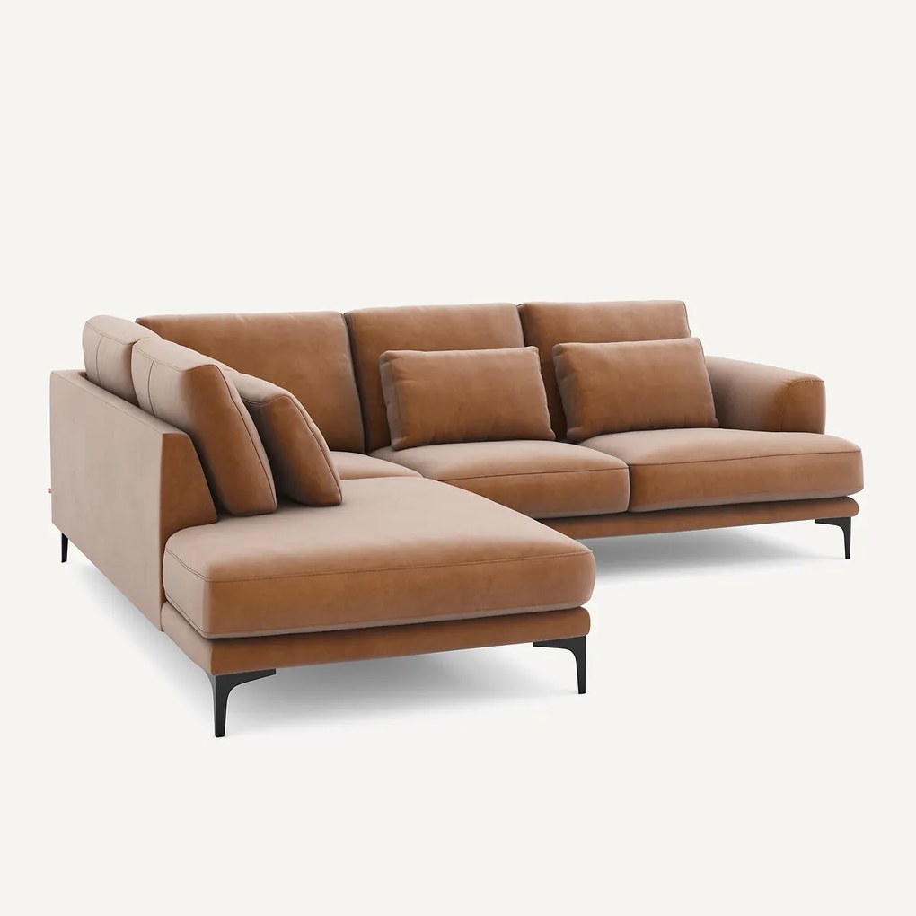 Rechtse hoekbank met leuning in fluweel, Marsile