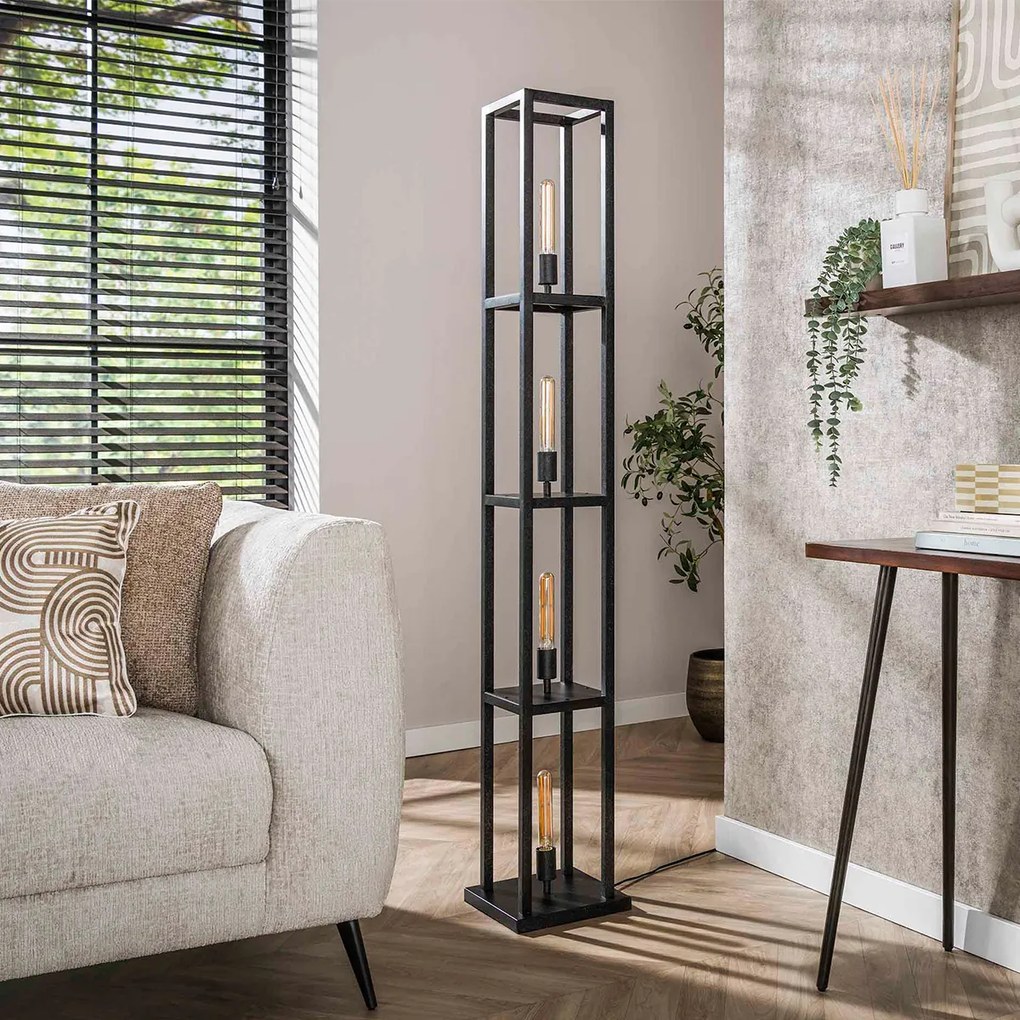 Vloerlamp 4-lichts Zwart