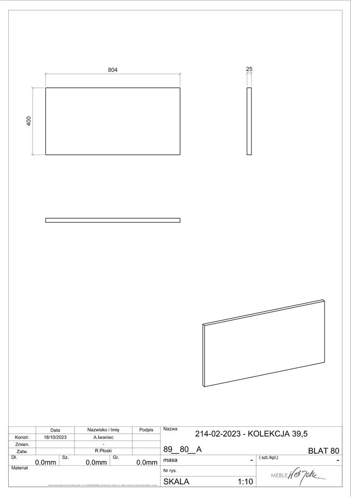 Comad Nova Oak wastafel toppaneel 80cm eiken