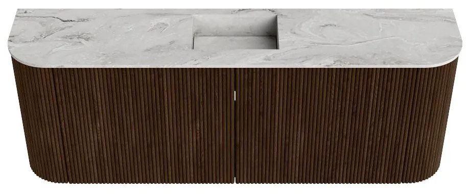 Mondiaz Joya DLux 115cm toiletmeubel ronding links/rechts walnut met wastafel faye midden zonder kraangat glace