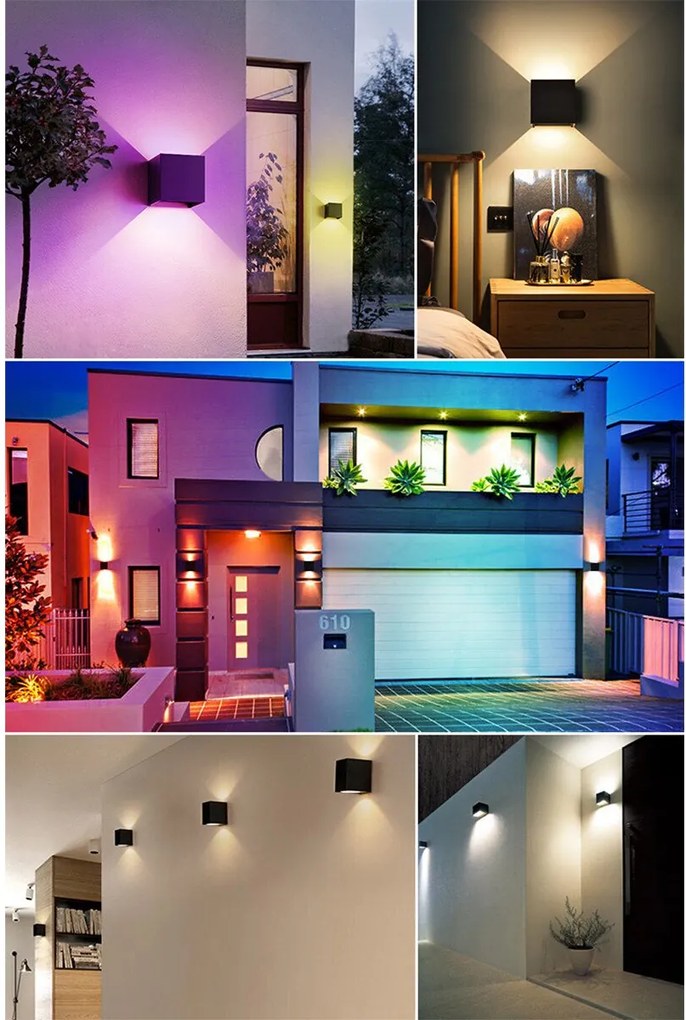 LED Wandlamp Smart WiFi+Bluetooth/Dimbaar - Zwart 10x10cm