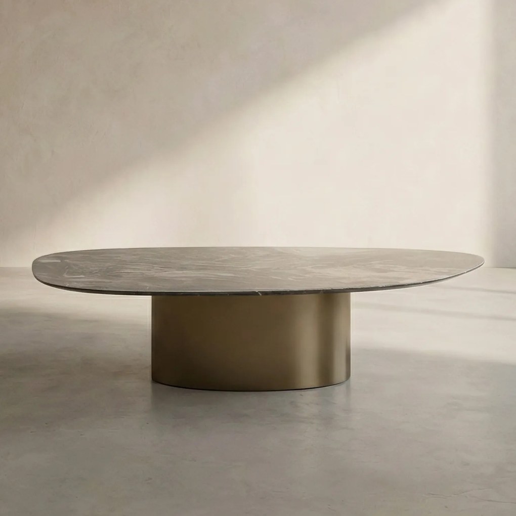 Salontafel Marmerlook Ovaal Bruin - 120 X 60cm.
