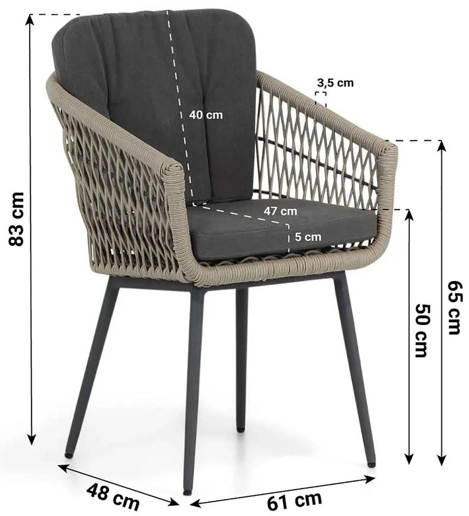 Tuinset 8 personen 300 cm Rope Taupe Lifestyle Garden Furniture Western/San
