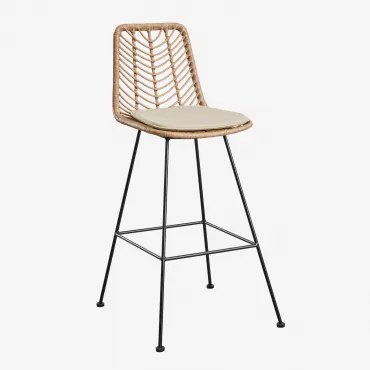 Hoge Kruk In Gouda Natural Synthetisch Rotan Natuurlijk & Zwart & ↑75 Cm & Beige – Crème - Sklum