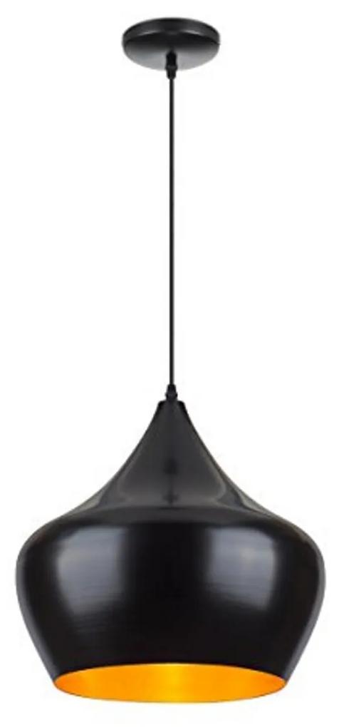 Hanglamp BWS Tipi Max 60W Binnenkant Goud Buitenkant Mat Zwart