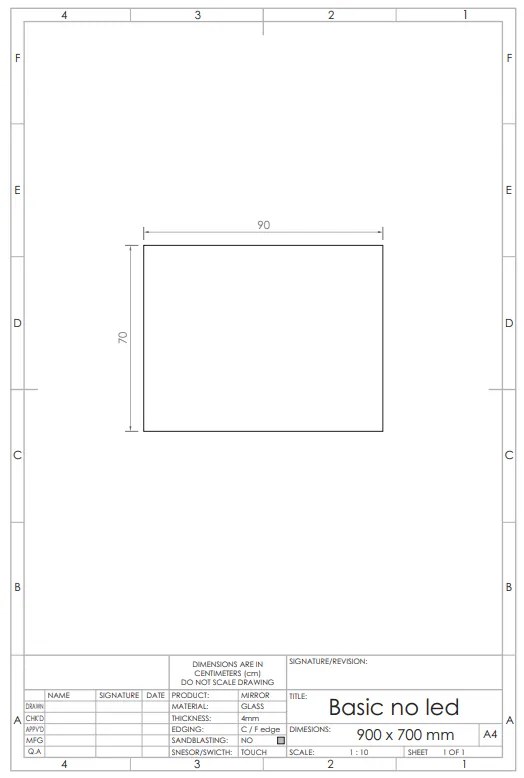 Gliss Design Basic spiegel 90x70cm