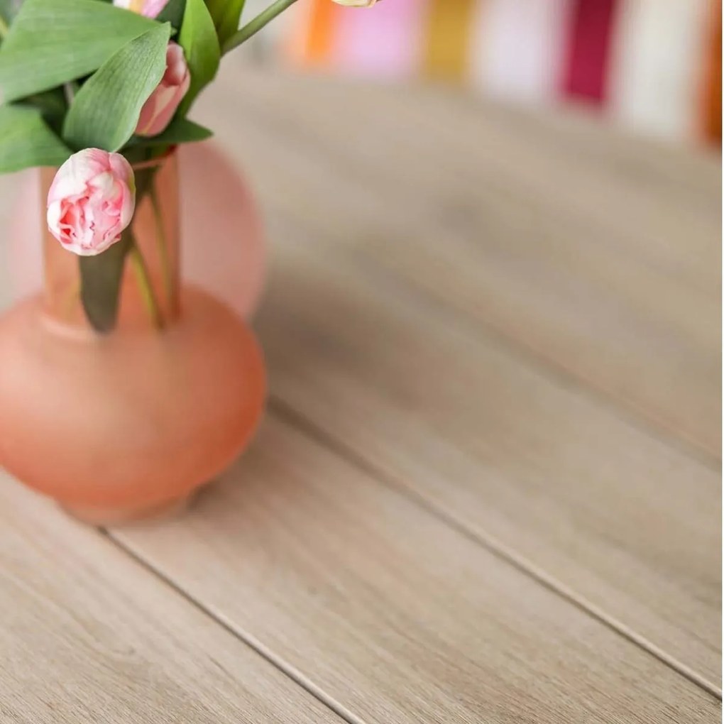Garden Impressions Aleria tuinset 6-delig taupe - Tulli tuintafel Ø148x75 cm - light teak vironwood
