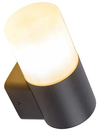 Moderne buiten wandlamp zwart met opaal kap IP44 - Odense