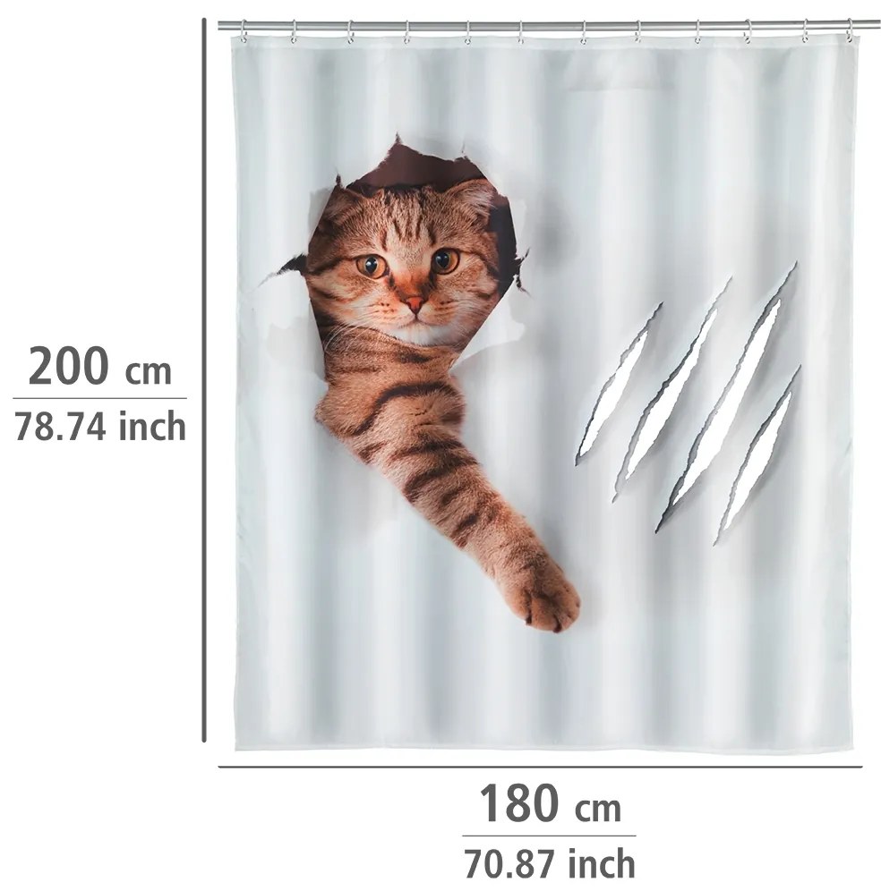 Wenko douchegordijn 180x200cm Cat inclusief ringen