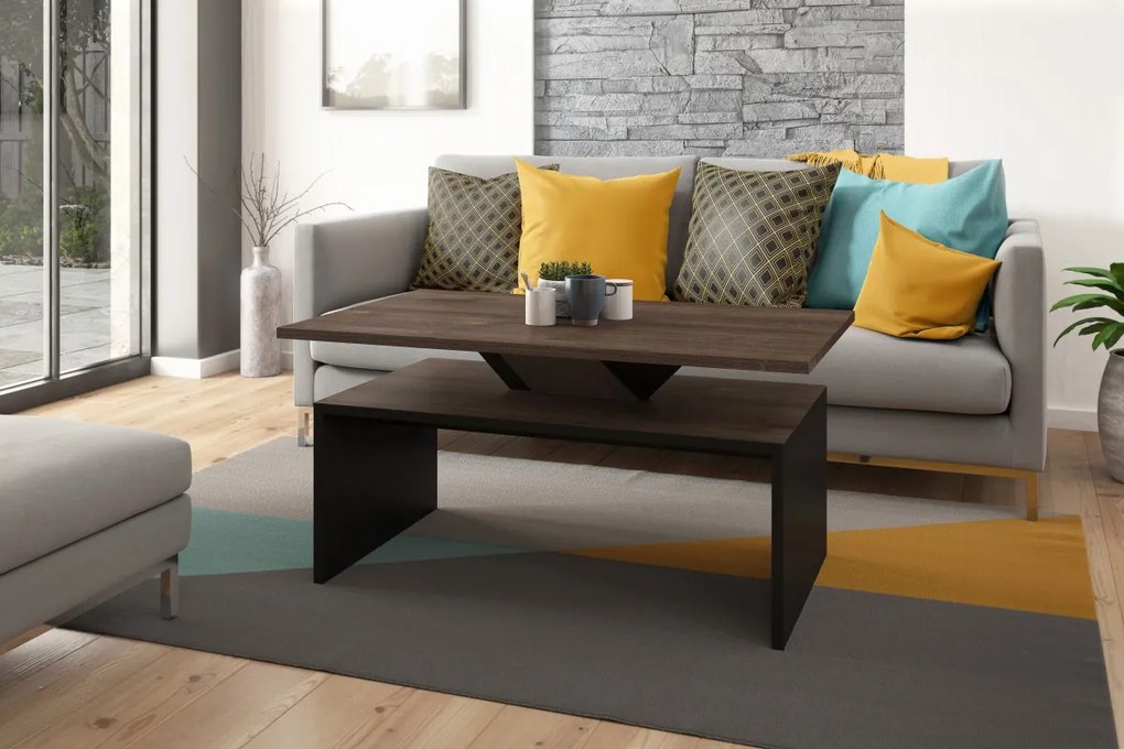 SISI bruin eiken / zwart, salontafel