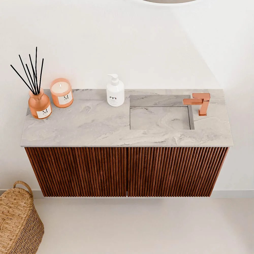 Mondiaz Joya DLux 70cm toiletmeubel ruby met wastafel faye rechts 1 kraangat glace