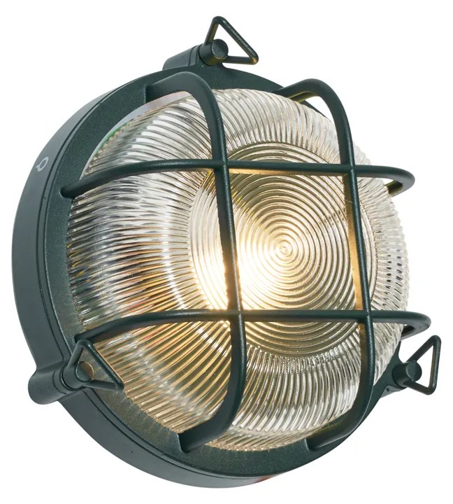 Buiten wand- en plafondlamp donker groen rond IP44 - Noutica