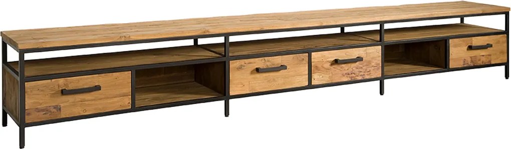 Tv-meubel Teakhout Met Lades 300 Cm - 300x40x45cm.