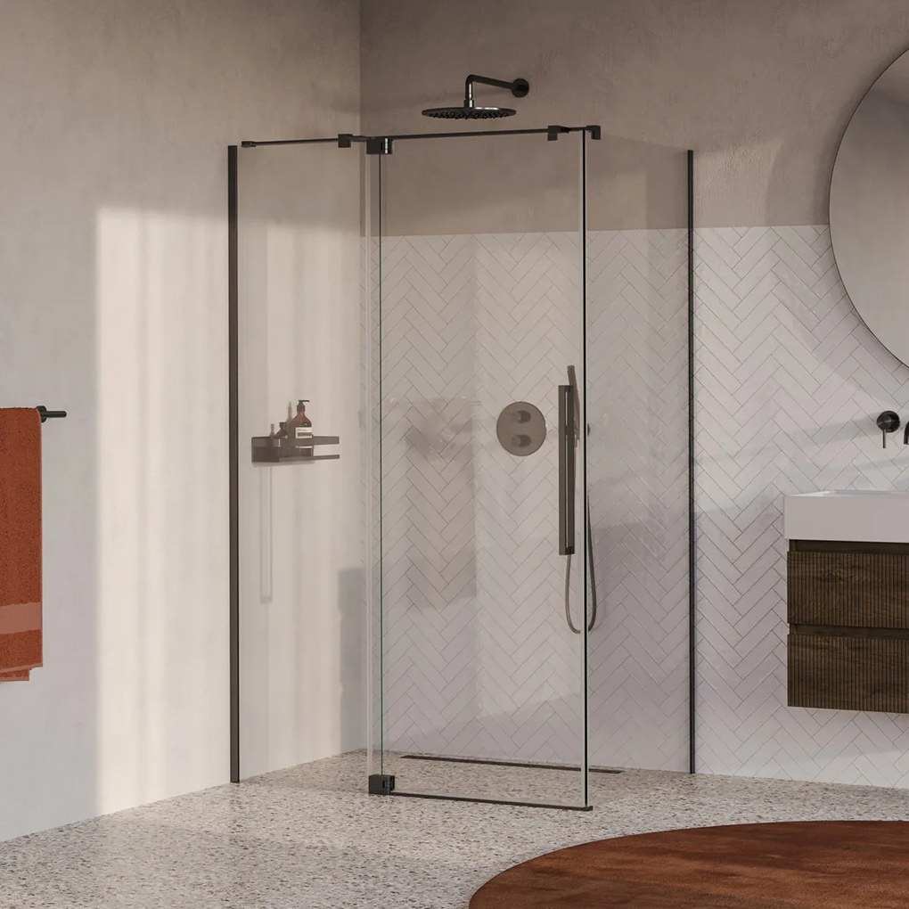 Brauer Stellar douchecabine met draaideur 120x80cm gunmetal geborsteld PVD