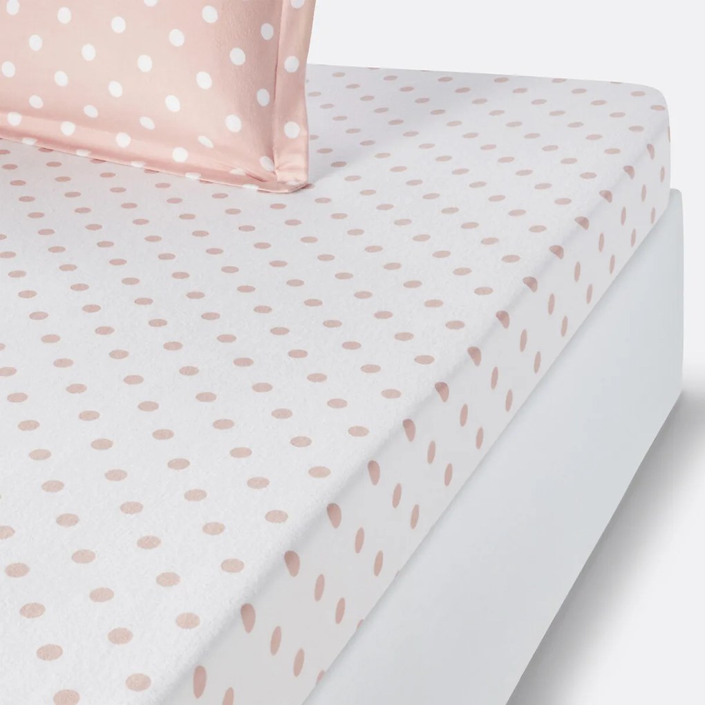 Hoeslaken in flanel met stippenprint Clarisse
