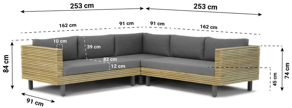 Hoek loungeset 6 personen Teak Old teak greywash  Lifestyle Garden Furniture New York