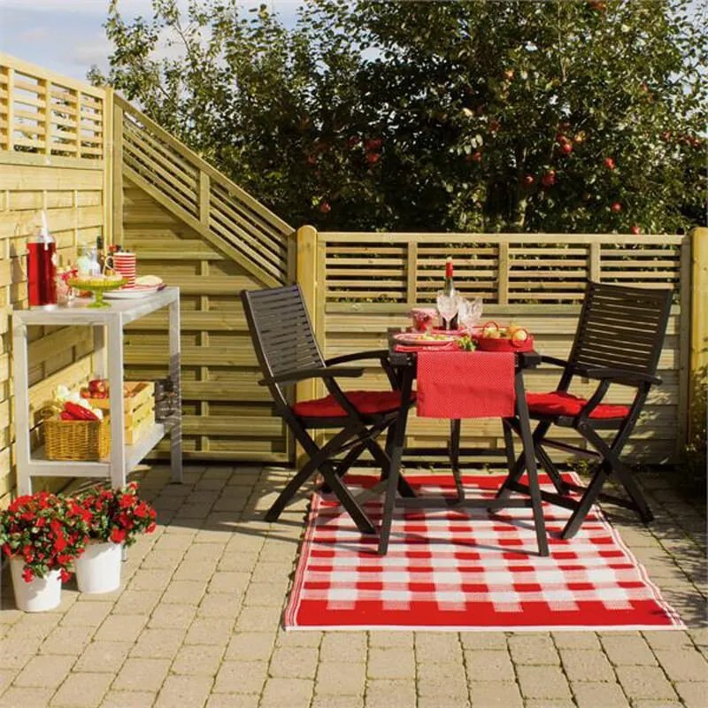 Schutting met doorkijk vuren - Newline recht groen geimpregneerd (180 x 180 cm) geschaafd