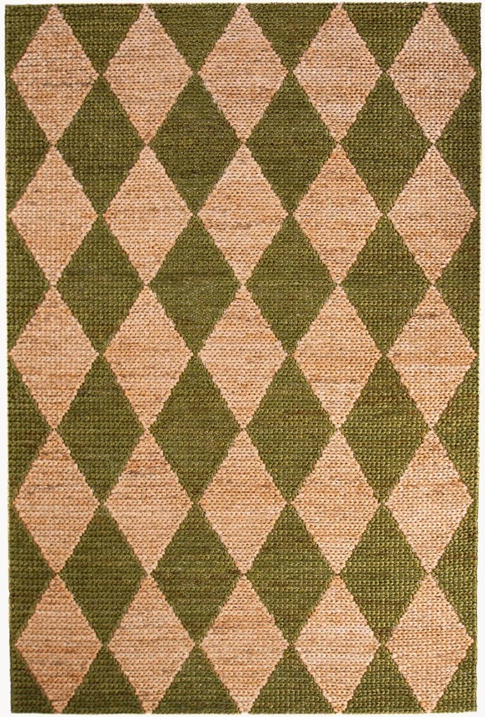 Handgeweven plat juten vloerkleed Effie Diamond