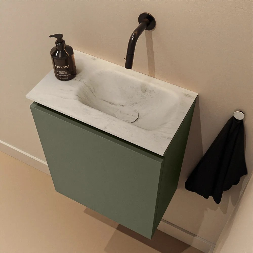 Mondiaz Ture DLux toiletmeubel 40cm army met wastafel opalo rechts zonder kraangat