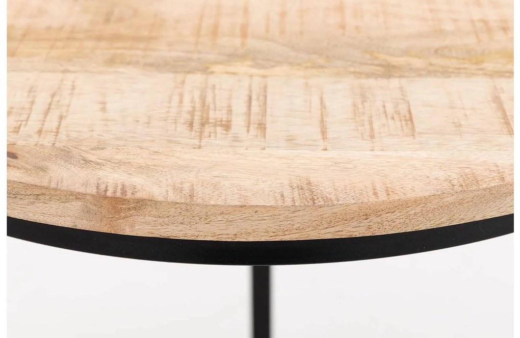 Goossens Salontafel Zida rond, hout mango bruin, urban industrieel, 54 x 45 x 54 cm