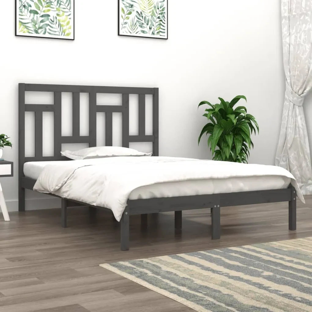 vidaXL Bedframe massief grenenhout grijs 140x200 cm