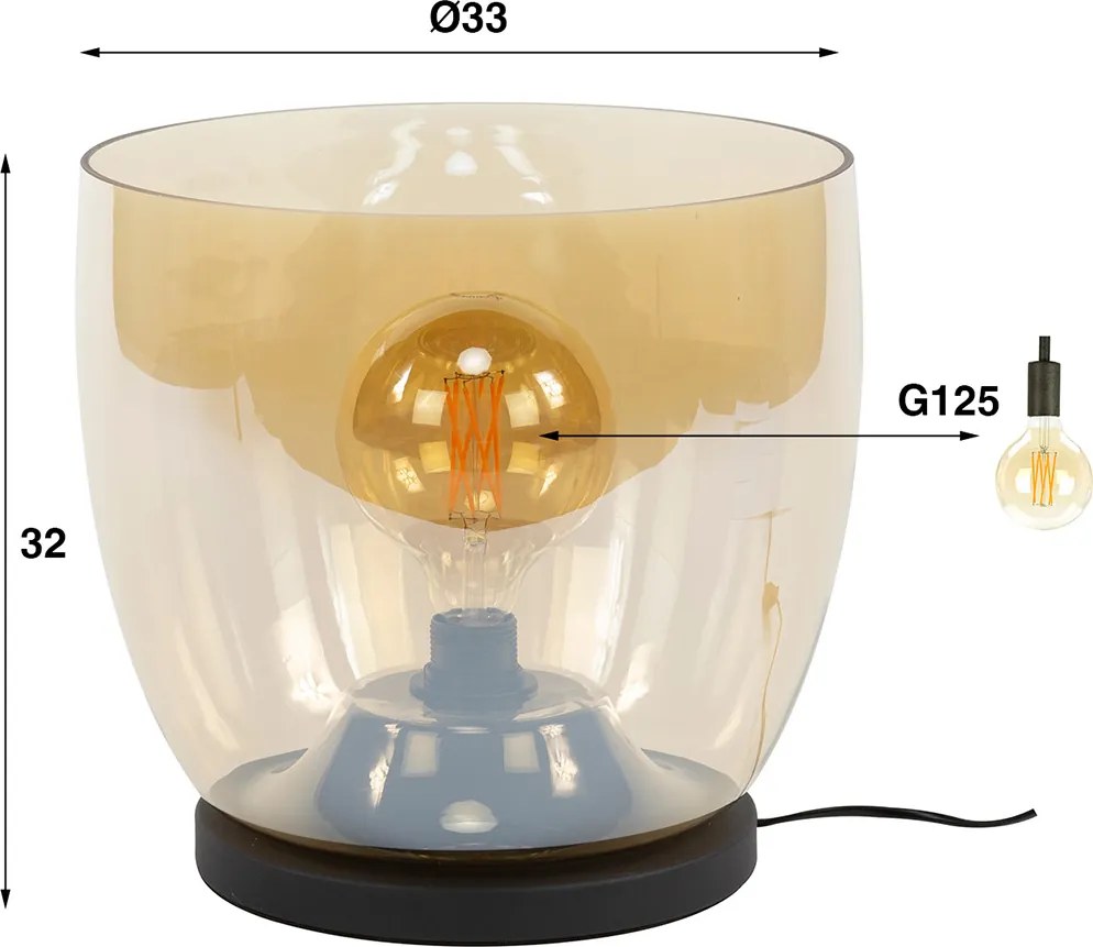 Lage Vloerlamp Grijs Rookglas 33 Cm