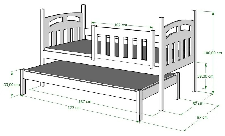 Peuter Wit grijs Eenpersoonsbed met onderschuifbed - Rex For Kids Peuter Junior 5059914060544 Children's Beds Home, 190x90, Grote enkele, Matras van s