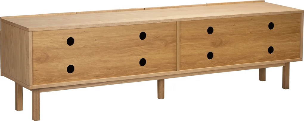 Eiken Tv-meubel Met 3D Vormen - 200x40x55cm.