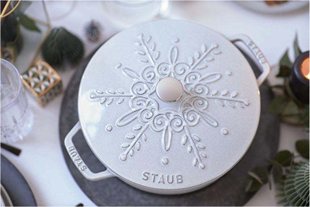 Staub La Cocotte Braadpan Sneeuwvlok 24 cm / 3,6 l, Rond, White truffle - La Cocotte - Staub