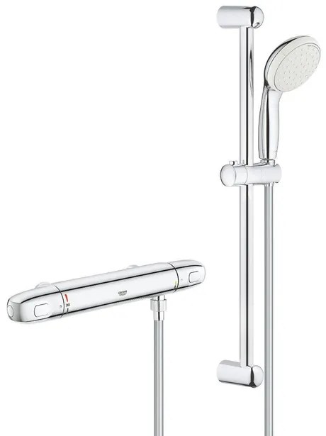 GROHE Grohtherm 1000 Thermostatische douchemengkraan 1/2" met douchegarnituur chroom 34819004