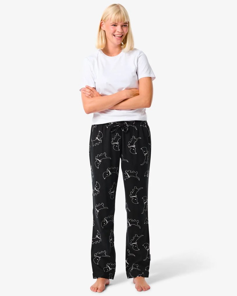 HEMA Takkie Damespyjamabroek Flanel Zwart (zwart)