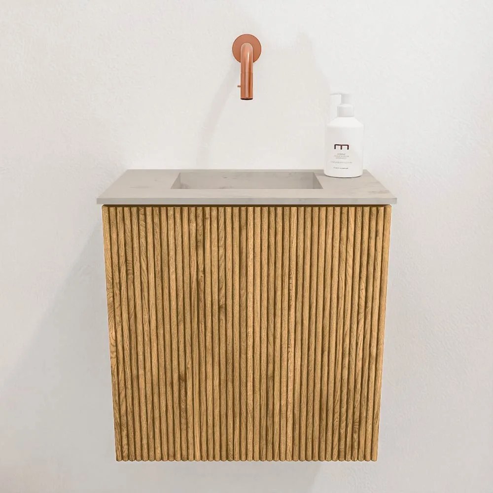Mondiaz Joya DLux 40cm toiletmeubel oak met wastafel faye midden zonder kraangat opalo