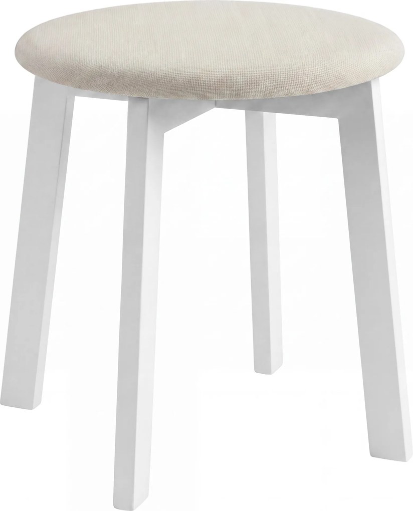 Mazzoni ZOI Lichtbeige (stof Storm 04)/wit beuken onderstel - RONDE GESTOFFEERDE KRUK VOOR KEUKEN/WOONKAMER