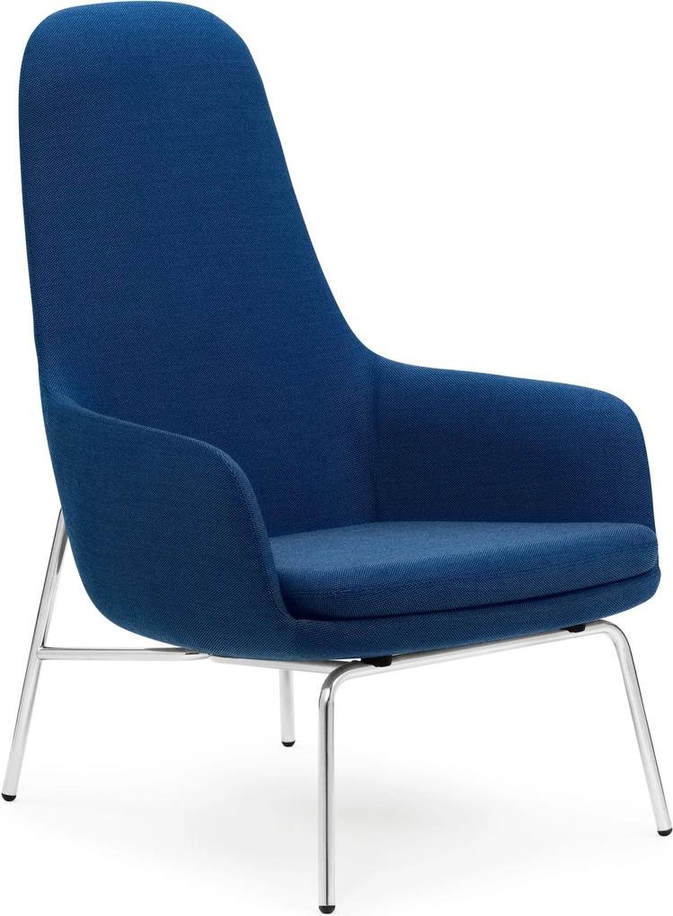 Normann Copenhagen Era Lounge Chair High loungestoel met verchroomd onderstel Breeze Fusion blauw