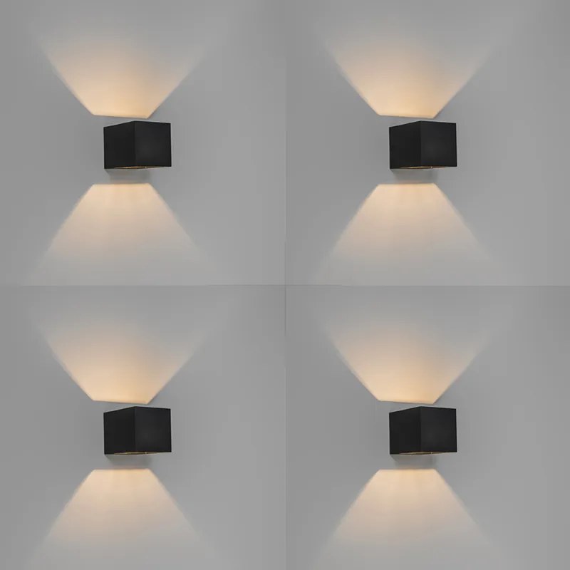 Set van 4 Moderne wandlampen zwart - Transfer Modern G9 vierkant Binnenverlichting Lamp