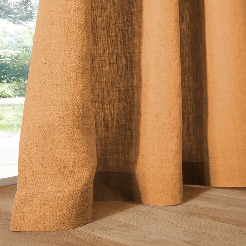 Gordijn in gewassen linnen met oogjes Onega