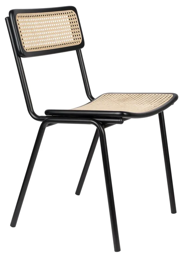 Zuiver Jort Retro Stoel Met Rotan Zwart