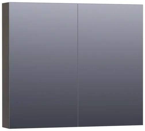 Saniclass Dual spiegelkast 80x70x15cm 2 draaideuren Hoogglans Zwart MDF 7411