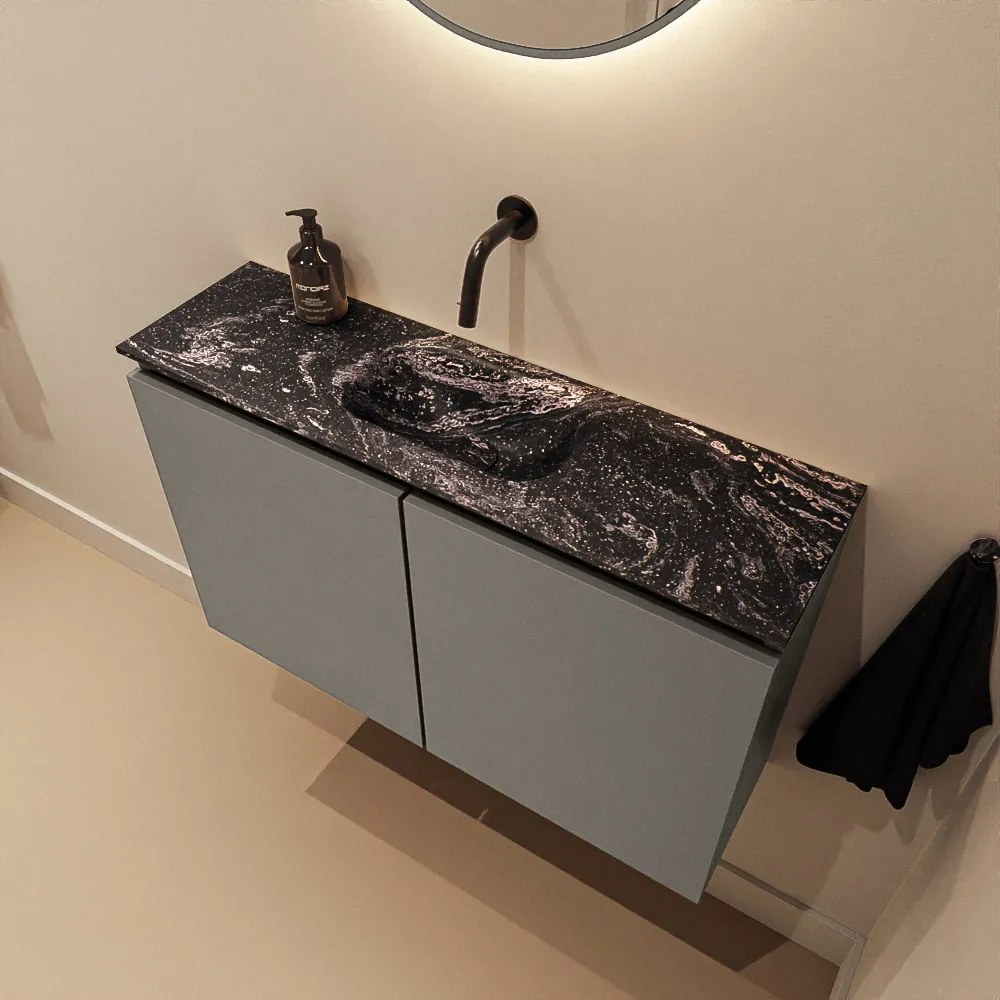 Mondiaz Ture DLux toiletmeubel 80cm smoke met wastafel lava midden zonder kraangat