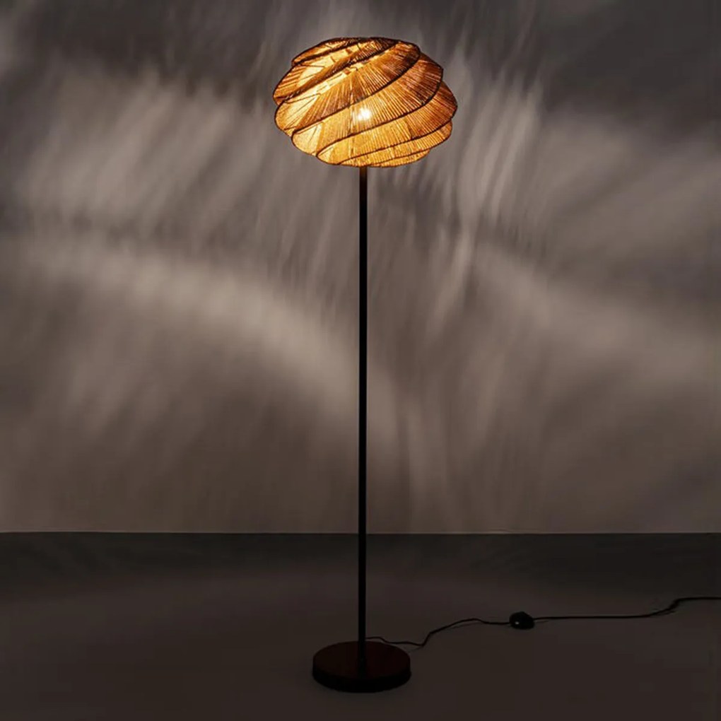 Kare Design Aloha Whirl Retro Vloerlamp Rotan Riet