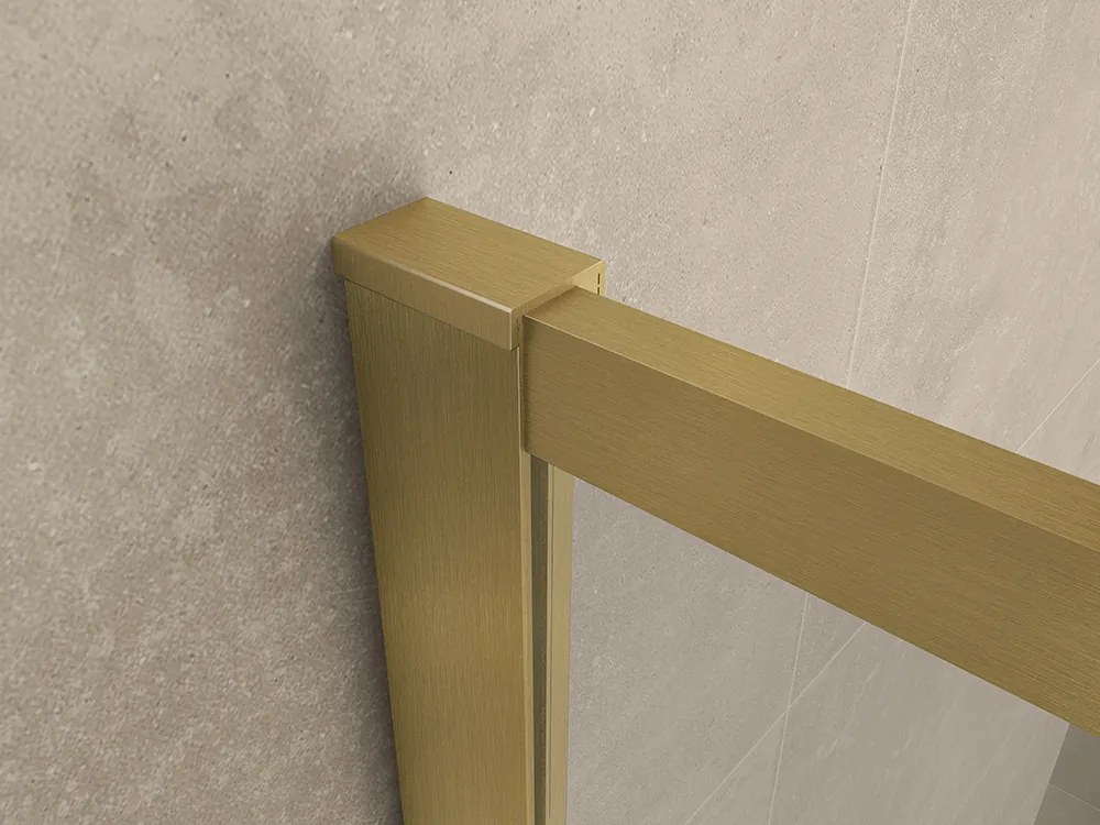 Mueller Square inloopdouche 90x200cm helder glas met nano-coating geborsteld messing